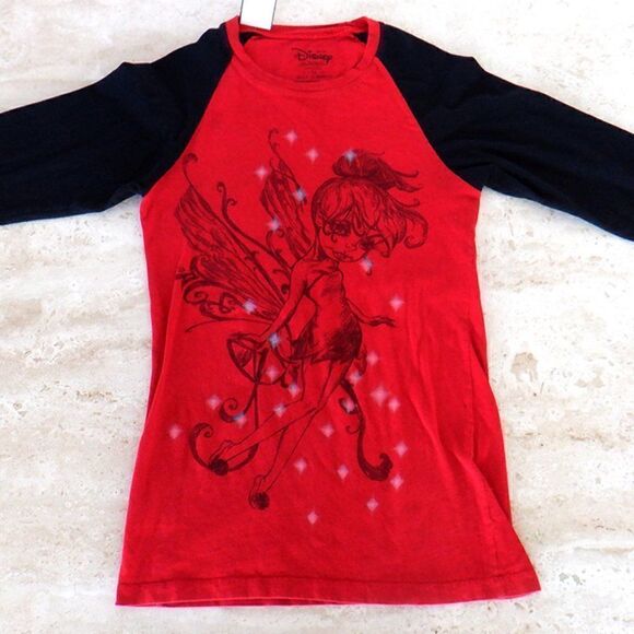 Disney Red/Black Tinkerbell L/S Top - Picture 2 of 2